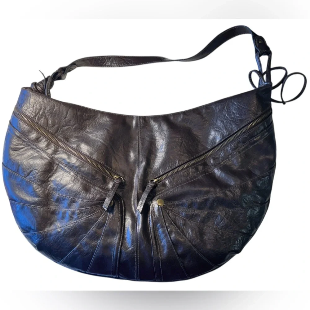 Vintage Large BOHO Canyon River Blues 90s Vegan Leather Shoulder Bag MINTY